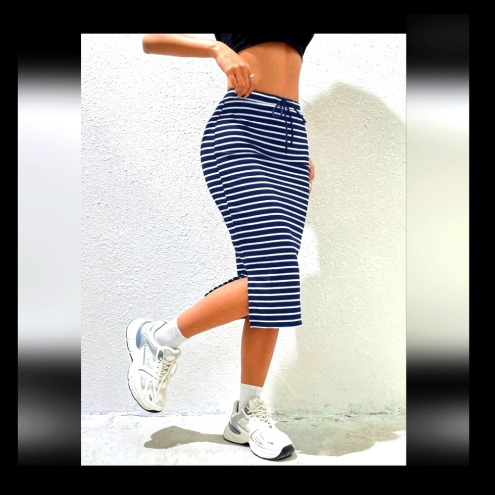 Navy Striped Women's Skirt
